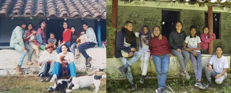 Antes y después de la familia en la finca Corrales del Quitasol desde los aires. Fotografía: tomada de las redes sociales de Nethie Ochoa.