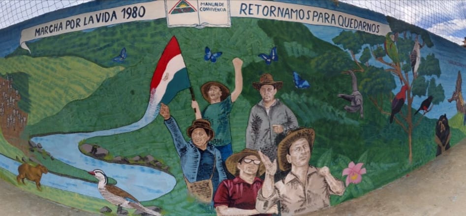 Recientemente la comunidad de la Inspección de Guayabal realizó la intervención del mural donde se hace memoria a la marcha por la vida de 1980 y a la cultura campesina.